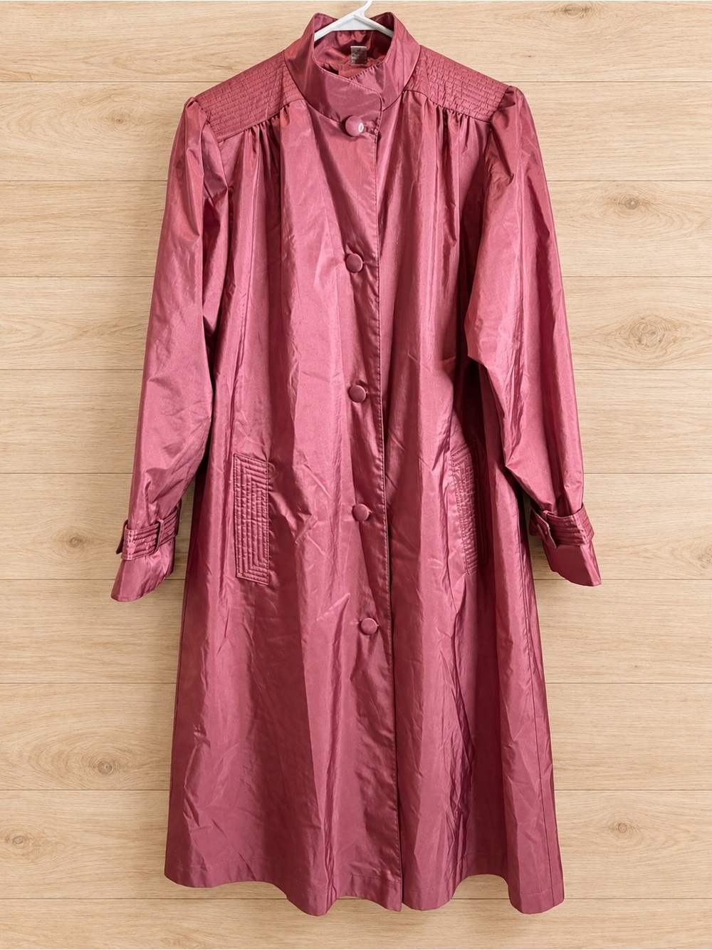 Essentials Rose Pink Long Button-Front Coat Dress